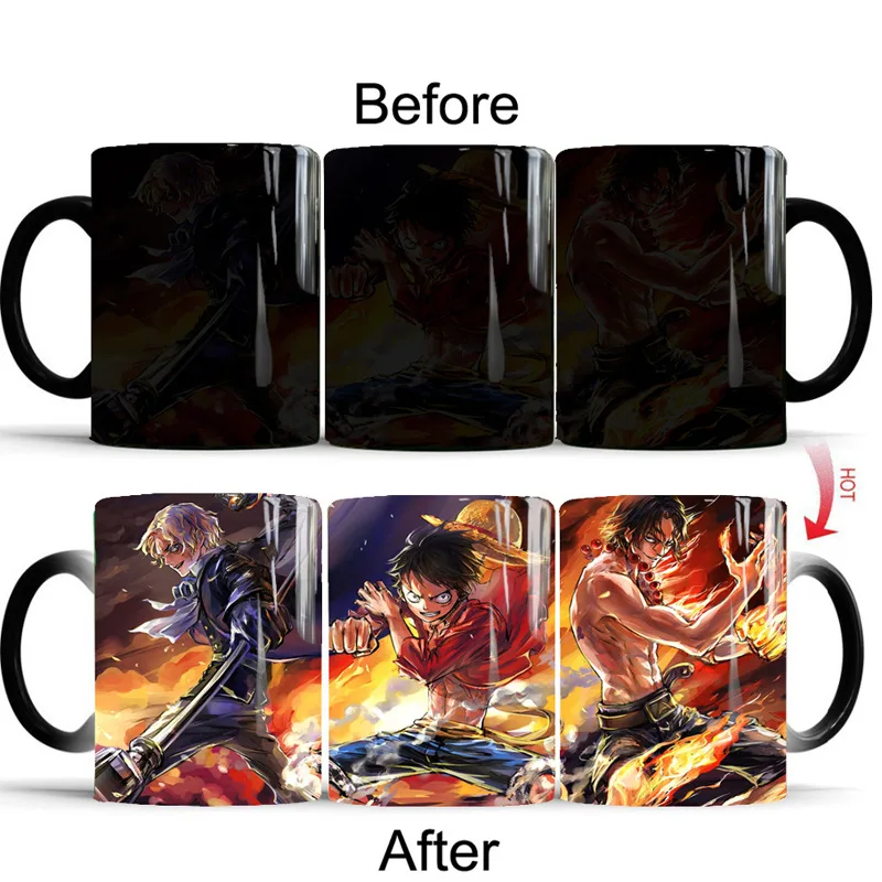 29 design Anime emon Slayer Monkey D. Luffy Magic Mug Porcelain Cup Discoloration Ceramic Cup with Hot Water