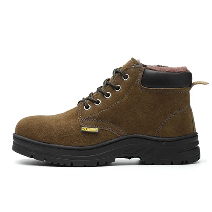 Winter Cotton Anti-Smashing And Anti-Piercing Wear-Resistant Acid And Alkali-Resistant Safety Shoes With Plush Steel Toe Cap