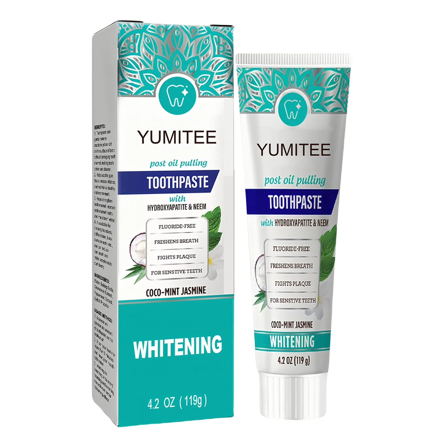 Timu TK 4.2oz  nano hydroxyapatite Whitening Toothpaste FLUORIDE-FREE mint flavored sensitive toothpaste