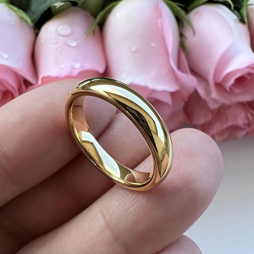 Coolstyle Jewelry Wholesale Dropshipping 4mm Gold Fashion Engagement Wedding Band Tungsten Carbide Ring for Women Men