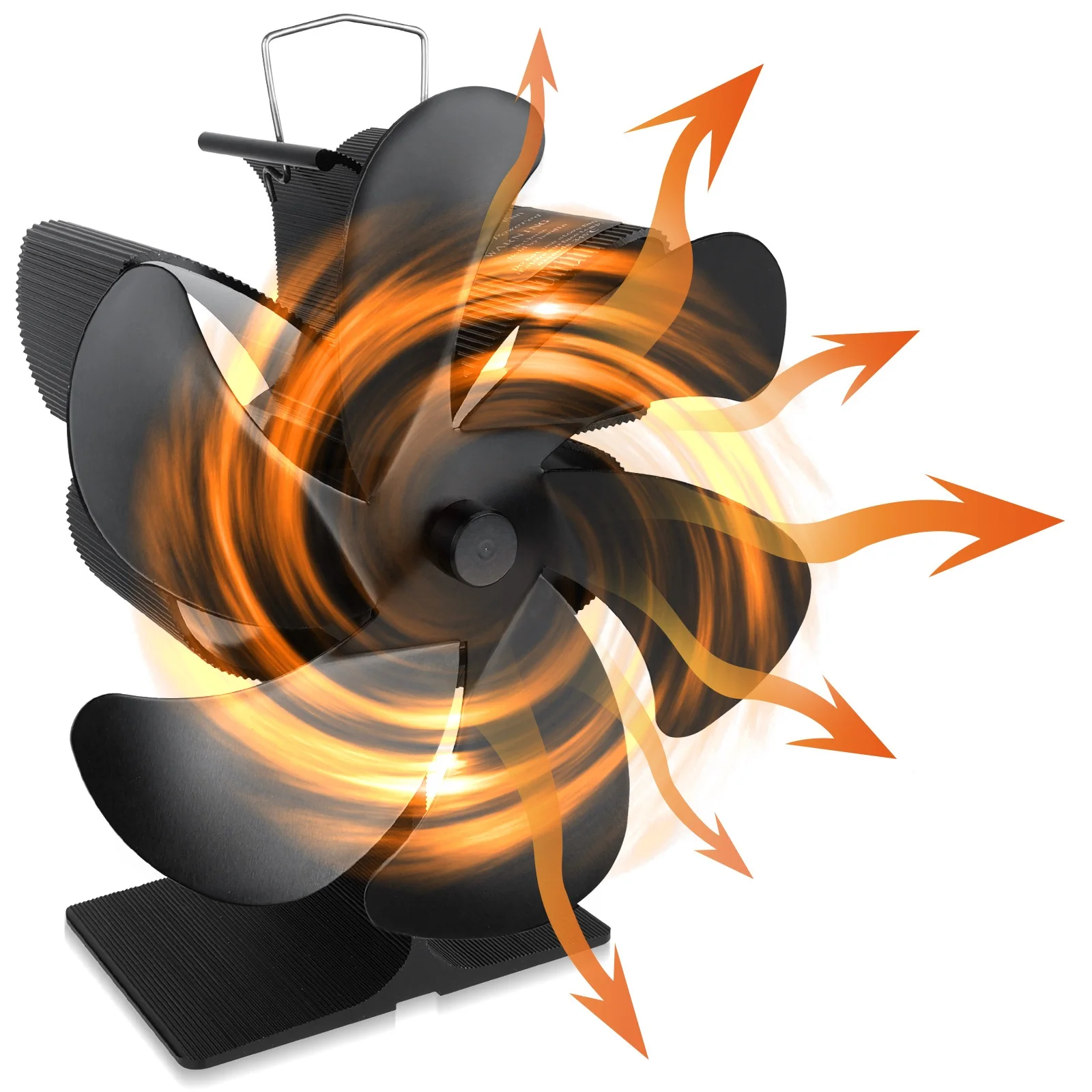 EU Warehouse in Stock Aluminum 6 Blade Leaf Heat Powered Stove Fireplace Fan Heat Powered Stove Fan for Home Living Room