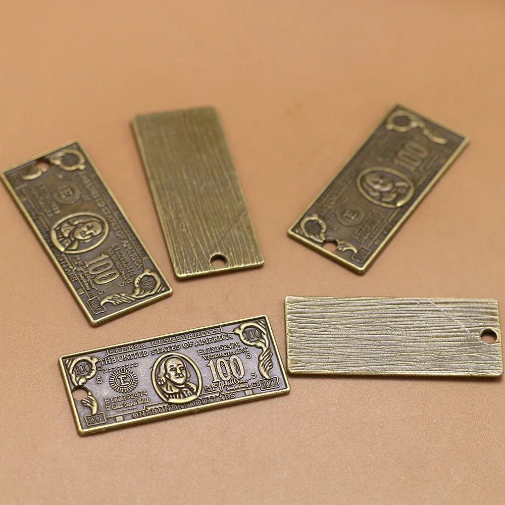 Pendants Jewelry Accessories Finding US 100 Dollars Shape DIY Making Antique Silver Zinc Alloy Charm