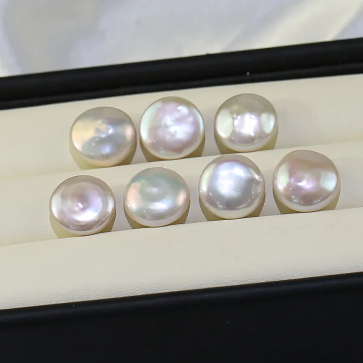 FEIRUN 14-15mm good quality unidrlled half drilled coin loose pearl  pearl oyster freshwater