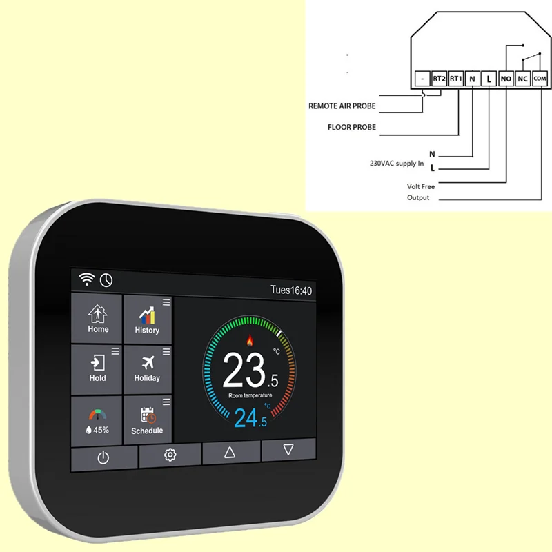 0-10V valve touch screen wireless programmable radiator heating thermostat