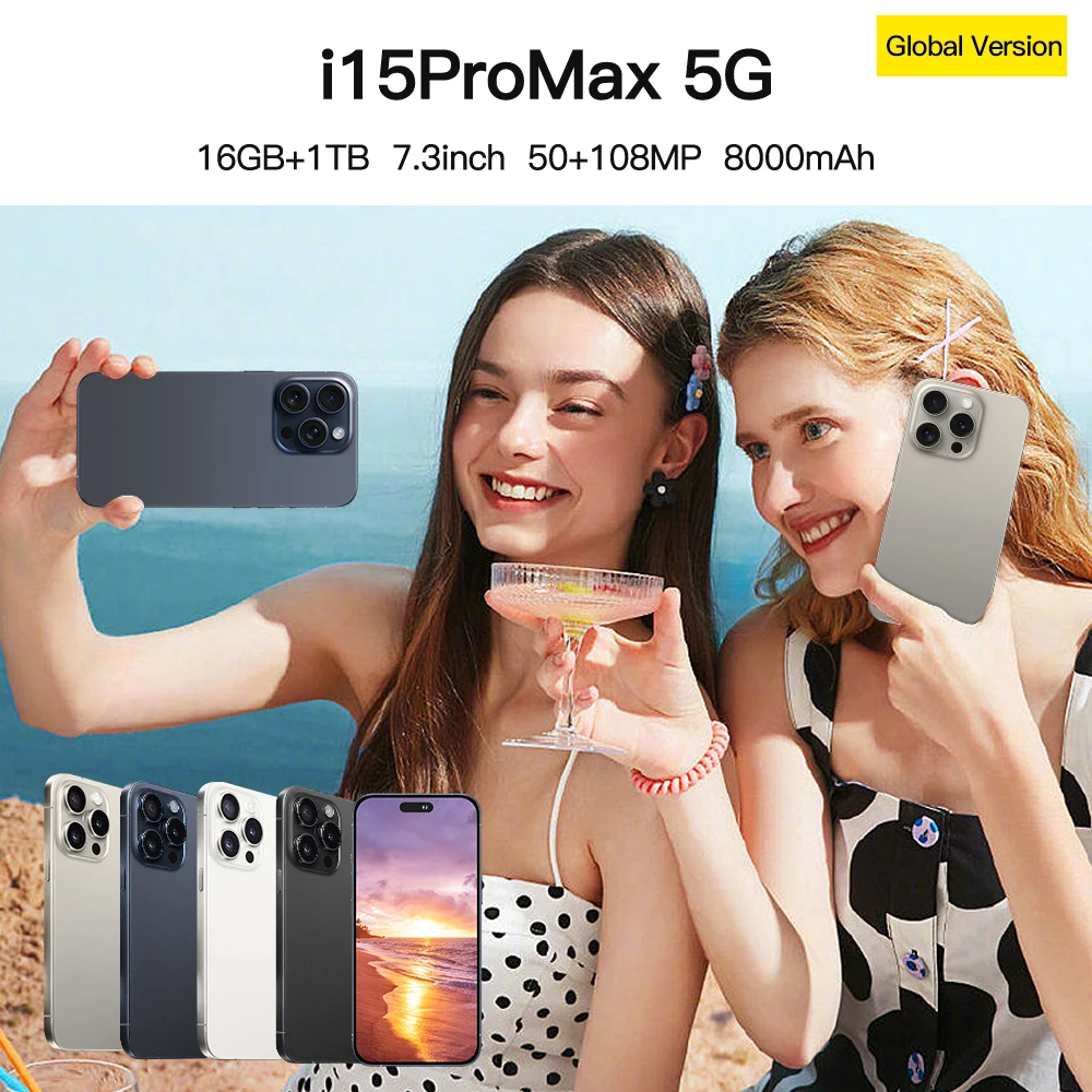 Newest Phone 15 pro max nuevo original 12+512GB 5g 6.7inch Screen Dual Sim Card I 15 phone 15 Pro Max 5g De Smartphones