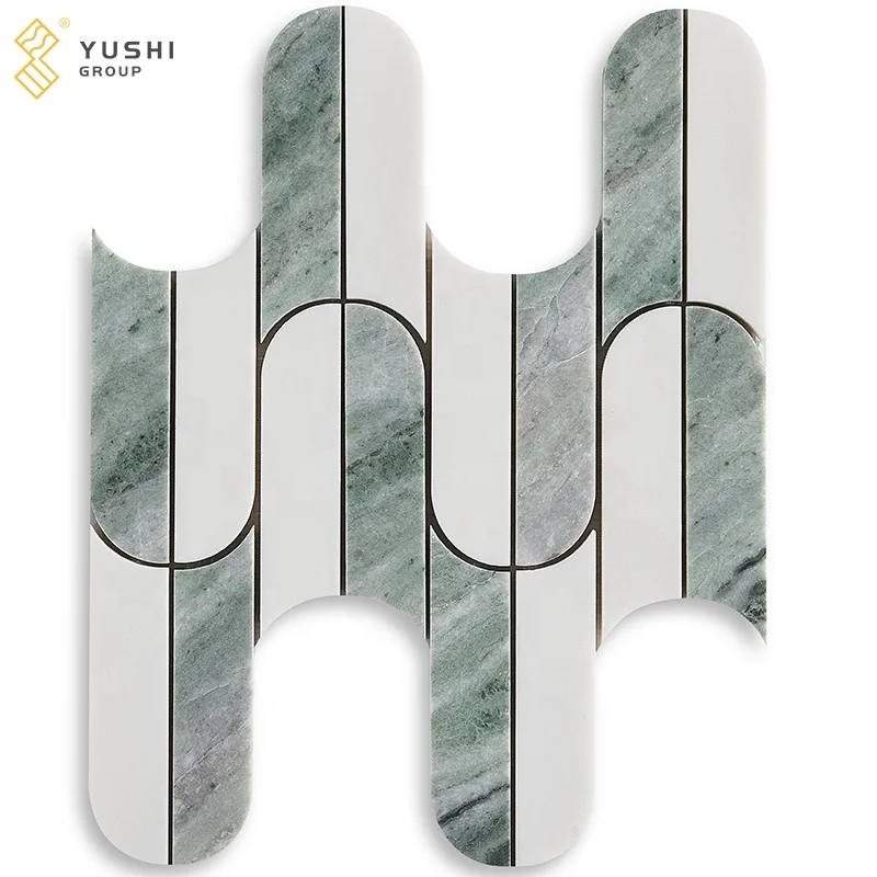 Yushi Group distinctive mosaic Marble Royal White+ Marble Calacatta White mosaic for backsplash bathroom wall tiles