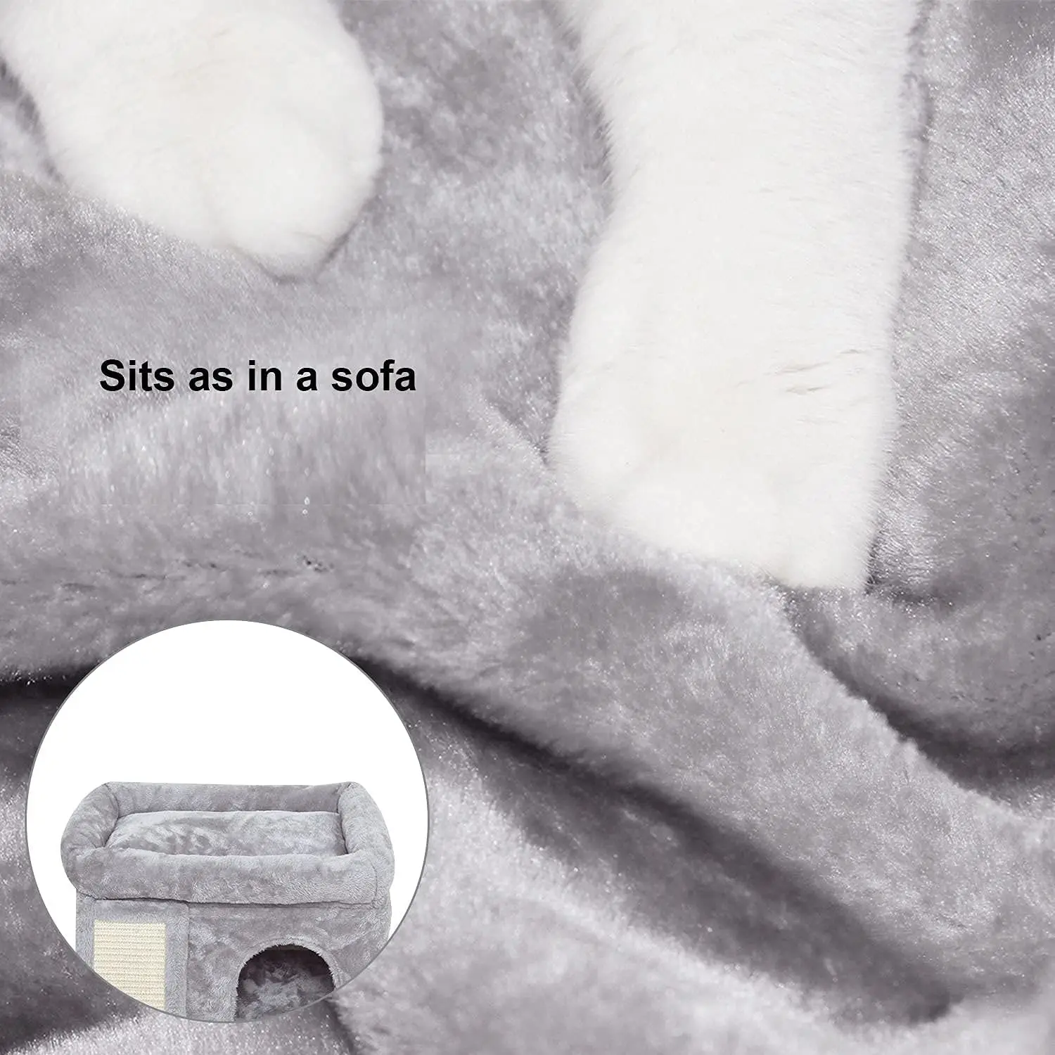 Small Cat Tree for Indoor Cats, Modern Cat Activity Tower with Plush Perch Kittens Condo with Scratching Post and Board, Cat Ca