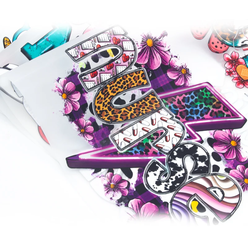 Custom LPN personality DIY pattern designs DTF Transfers Designs Ready To Press Plastisol heat transfer color images