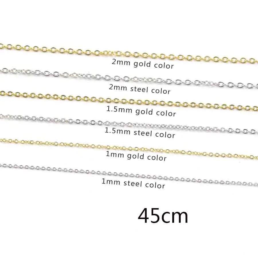 European and American 18K Gold Plated Stainless Steel Chain 1mm 1.5mm  2.0mm thickness Unisex DIY Necklace Chain Titanium Steel
