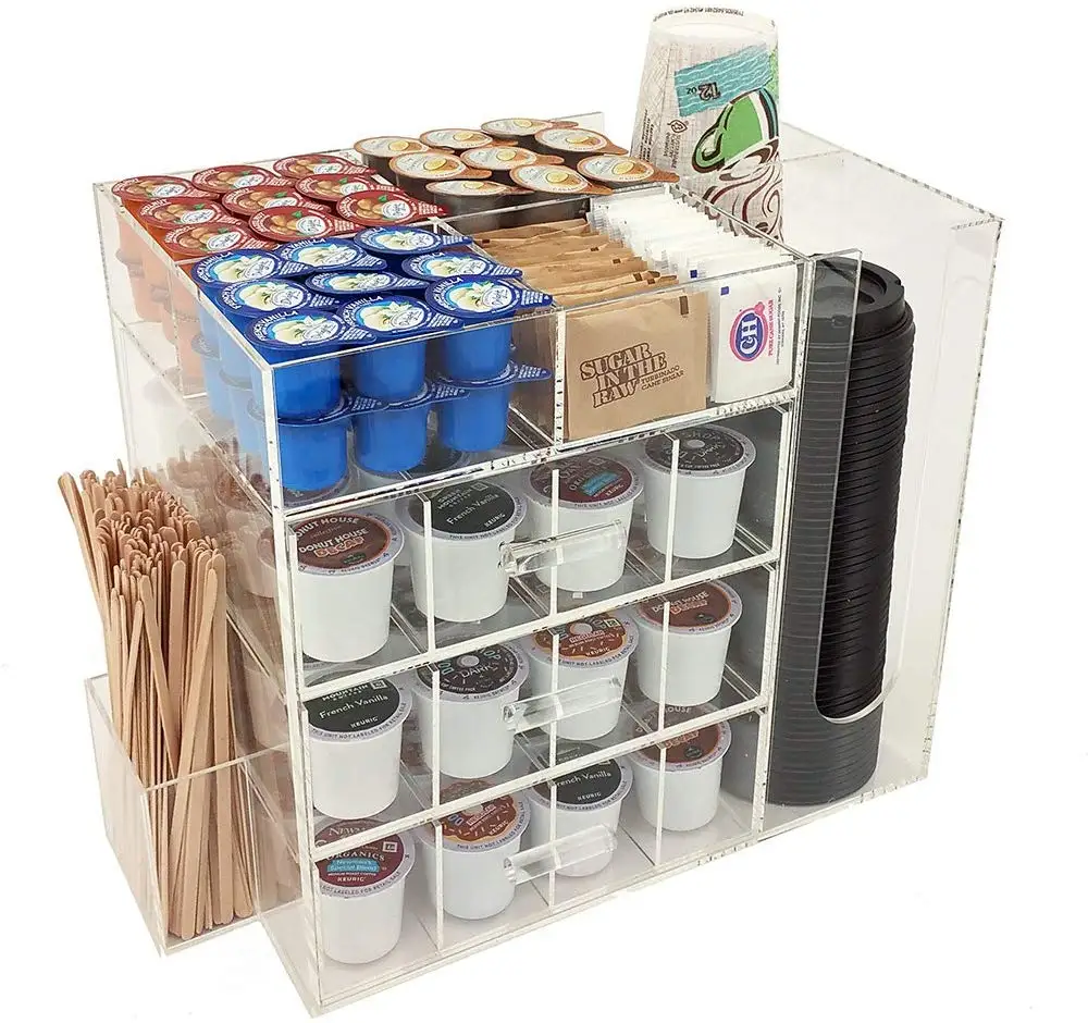 VONVIK New Type Acrylic Coffee Station with Drawers for Keurig K-Cup Coffee Pods