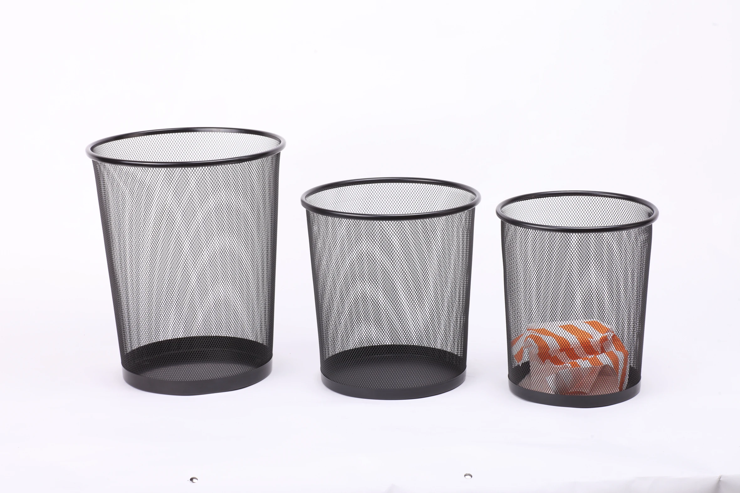 Hot sale rolling small trash bin metal for office/home papeleras de malla
