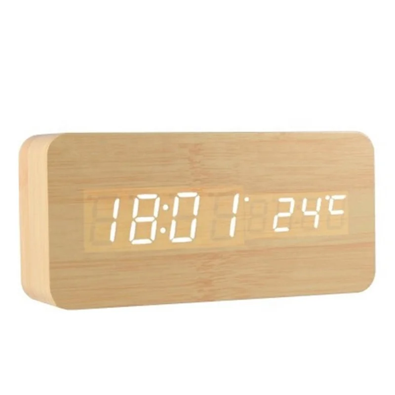 KH-WC003 Wooden LED Digital Coffee Shop Brewing Barisieur Tea & Coffee Alarm Clock with Logo