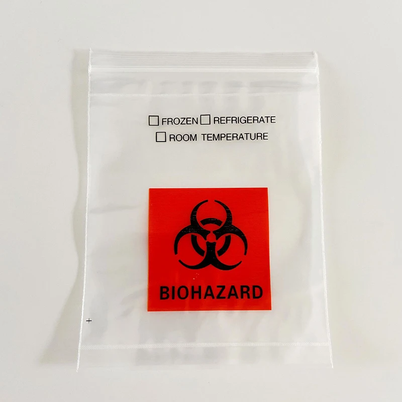 Medical Lab PE Plastic Bag Zip Lock Polybag Biohazard Specimen Bag