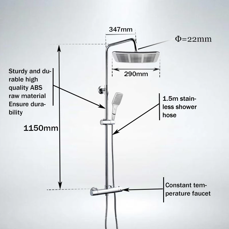 Shower System with Multi Function Shower Head, Slide Bar, Hand Shower and  Shower Arm