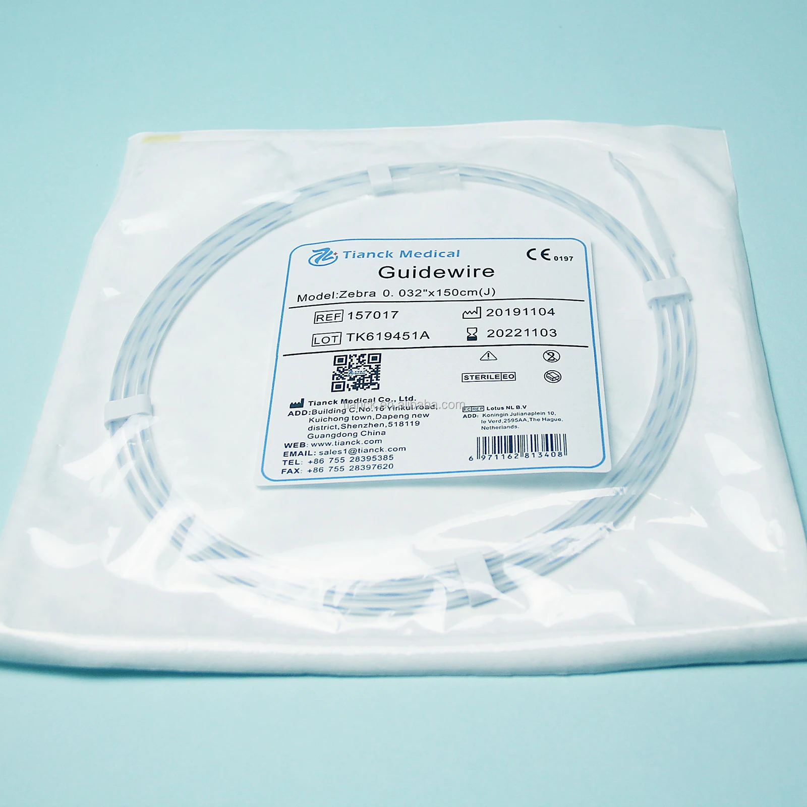 Tianck Medical manufacturer ce iso high quality disposable hydrophilic tip zebra guide wire catheter urology guidewire
