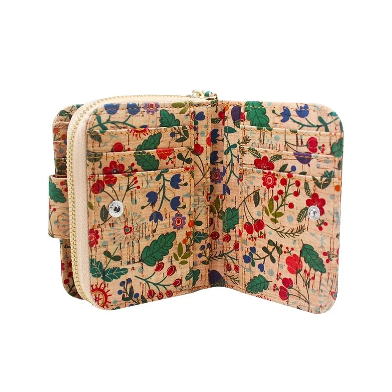 wholesale New Flower Ladies Purse Wallet Free Shipping Cork Printed Made of Wood Multi Card Position Luxury Womens RFID Wallet C