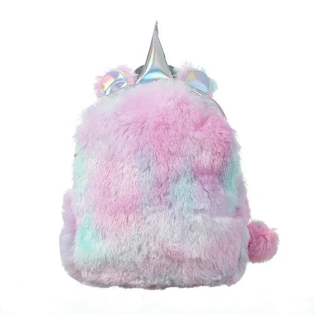 Soft Plush Crown Backpack Rainbow Glittering Backbag