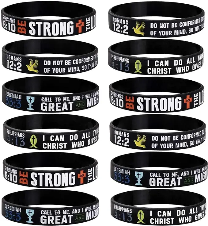 2024 New Faith Christian Bible Verse Silicone Bracelets Philippians Ephesians Romans Jeremiah Religious Scriptures Wristbands