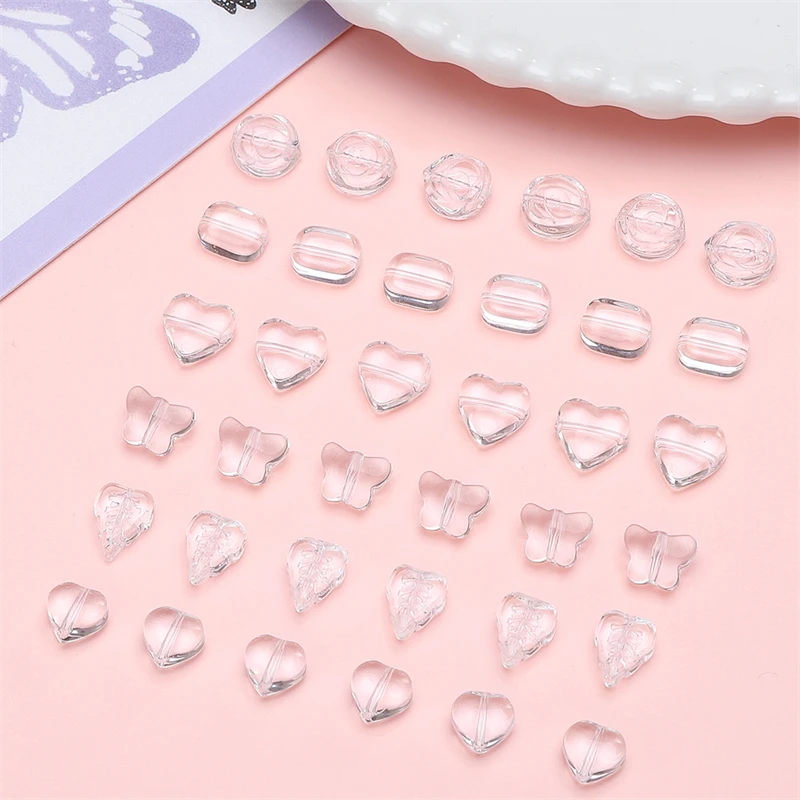 Beads Manufacturer Wholesale Glass Transparent Beads Star Heart Leaf Shapes Available for DIY Bracelet Necklace Jewelry Making