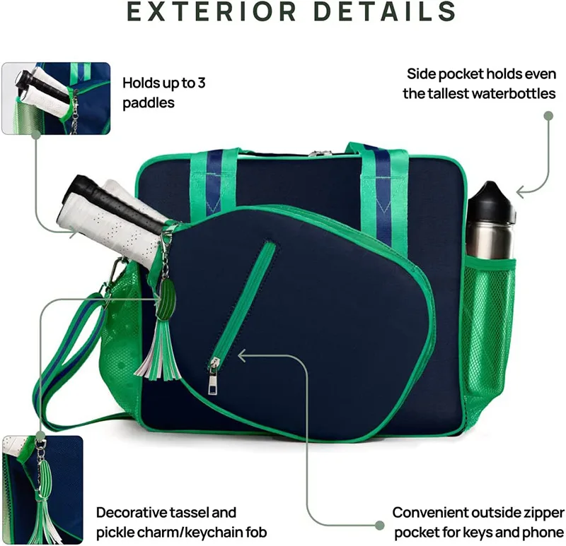 Custom Logo Tote Pickleball Bag With Adjustable Shoulder Strap Waterproof Racket Crossbody Bag Fitness Sport Paddle Racquet Bags