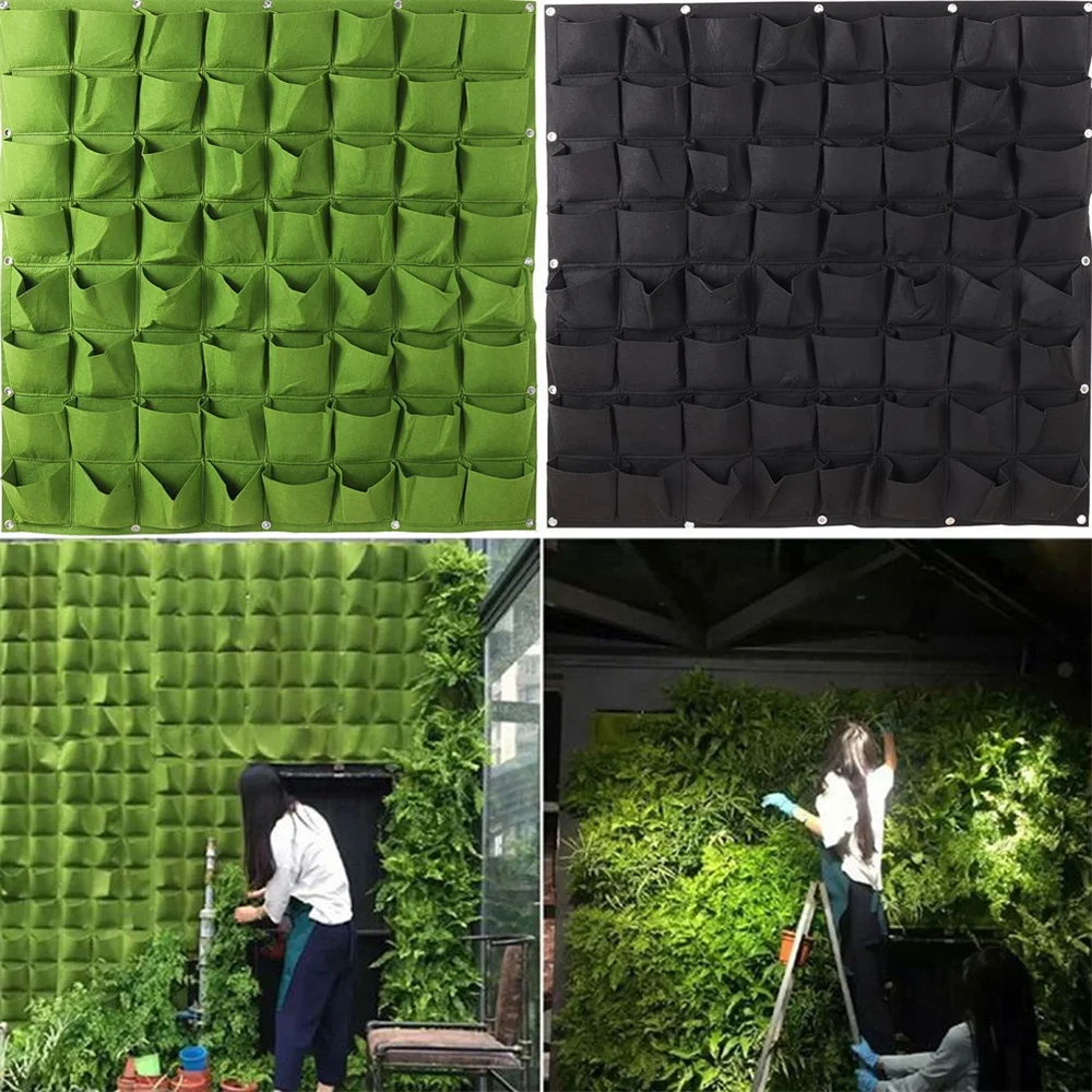  2 3 6 9 12 18 25 36 49 64 72 Pocket Garden Vegetable Flower Grow Non Woven Fabric Vertical Wall Hanging Planting