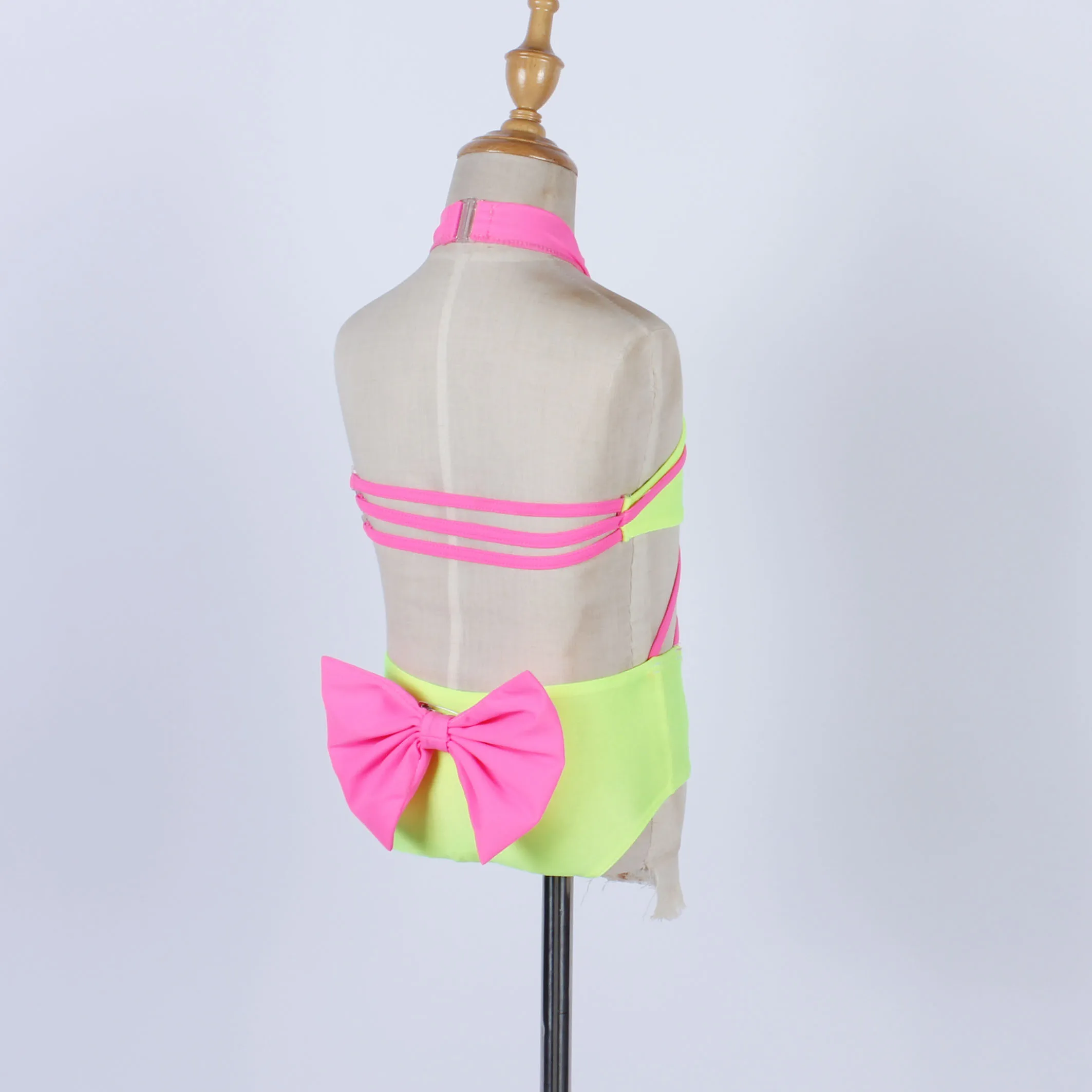 yellow pink performance leotard exercise practise dance stage performance unitard Artistic Gymnastics dance wear