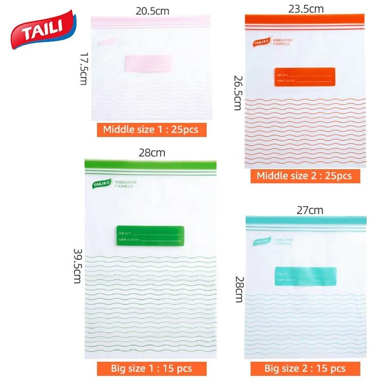 Taili New Design Eco-friendly Press Seal Zip Lock Plastic Bag Waterproof Food Zipper Bag For Keeping Food Fresh