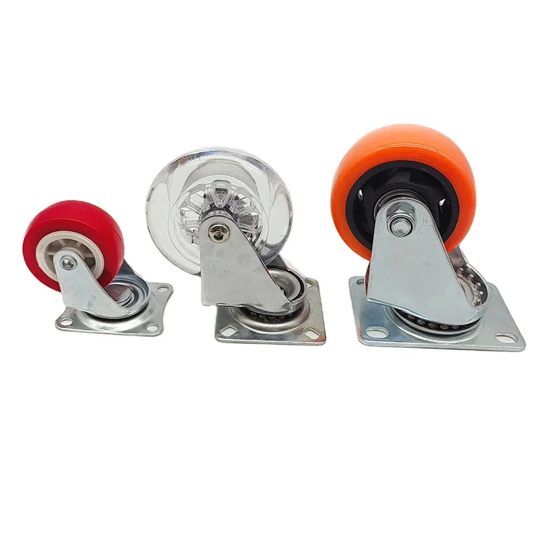 Factory Supply Caster Medium Duty 4 Inch Orange Casters PU Threaded Stem Swivel Industrial Casters Wheel