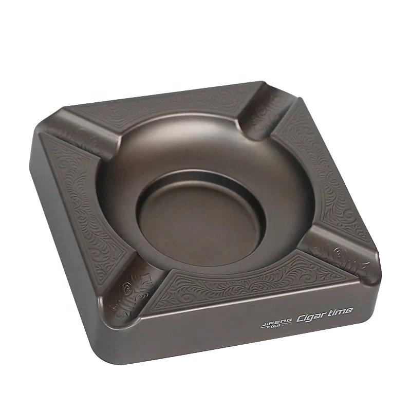 JF-3025 16*16*3.5cm 700g JIFENG factory custom square metal  ashtray business gift suite for indoor and outdoor places