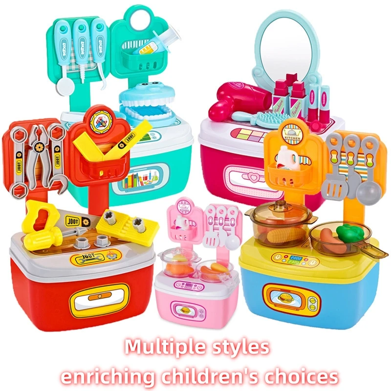 Educational Children  Mini Kitchen Toys Children DIY Mini Cooking doctor beauty tool kinds Toys DIY pretend play party game