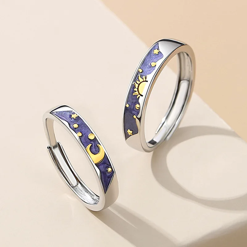 G2776 Wholesale Alliance Anillos De Pareja Engagement Wedding Moon Sun Matching Rings For Couples Fashion Jewelry Rings