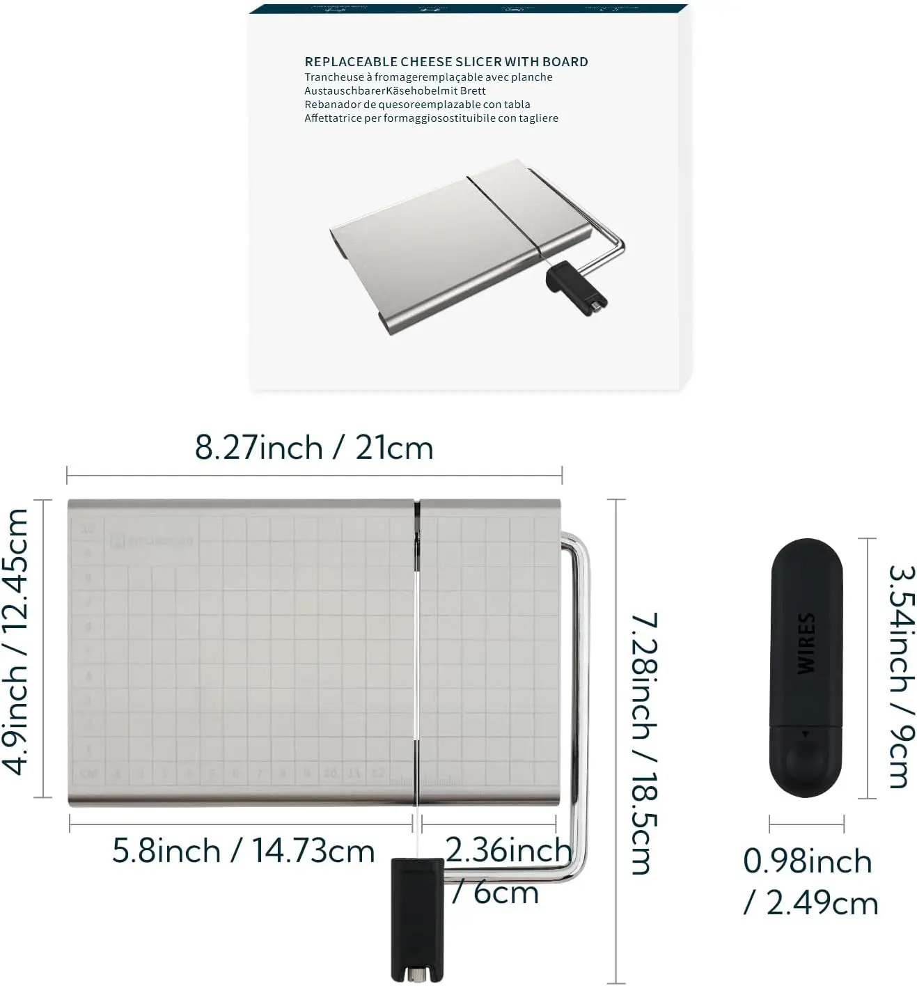 Raybin manual rotary meat vegetable cheese food wire cutting plate stainless steel wire cheese slicer board with slicer