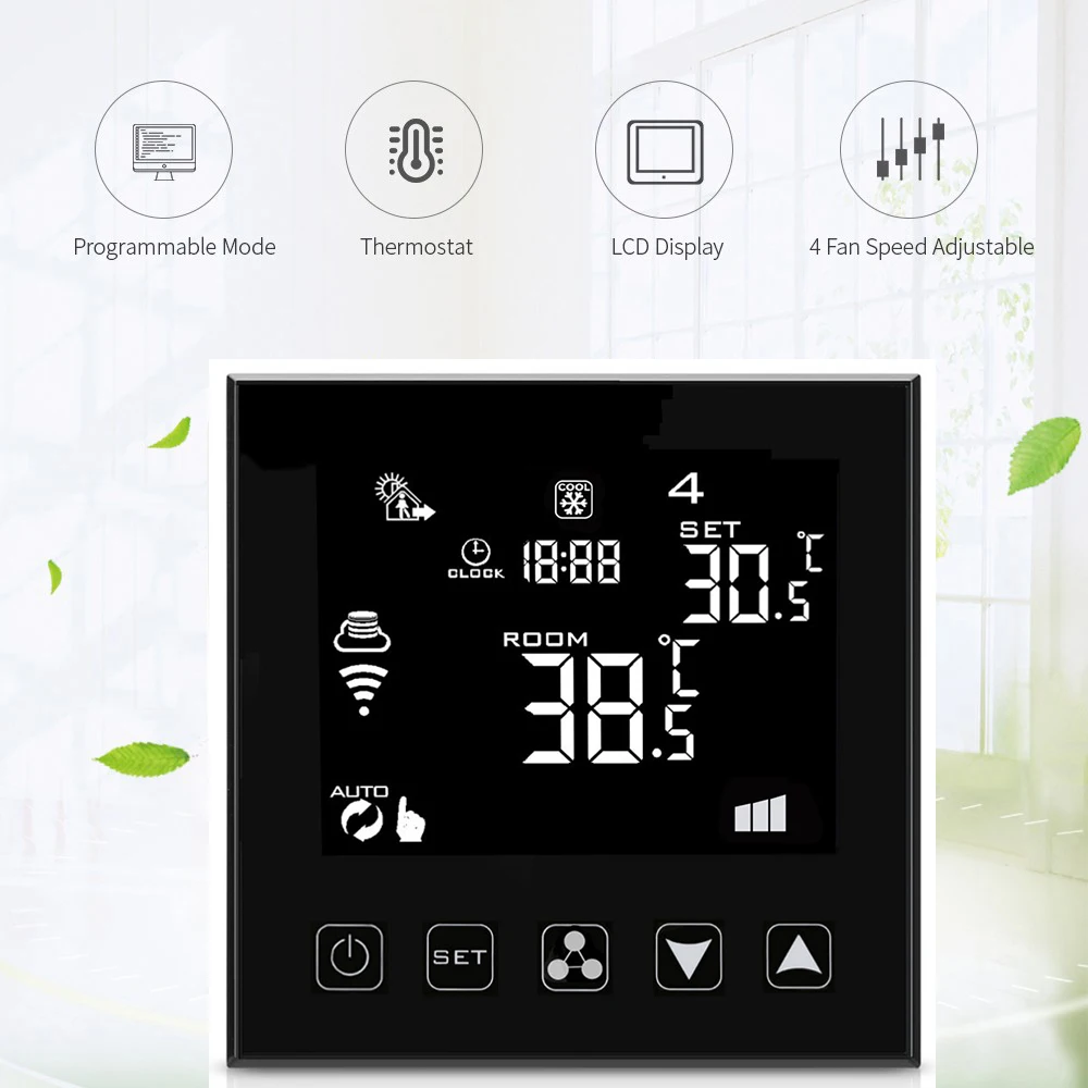Smart Home Tuya Wifi  Air Conditioner Thermostat Temperature Controller 3 Speed Fan Coil Unit Tuya Wifi Thermostat