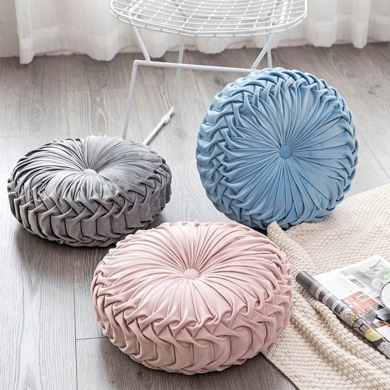 Round solid color Dutch velvet cushion sofa pumpkin pillow home decoration floor mat