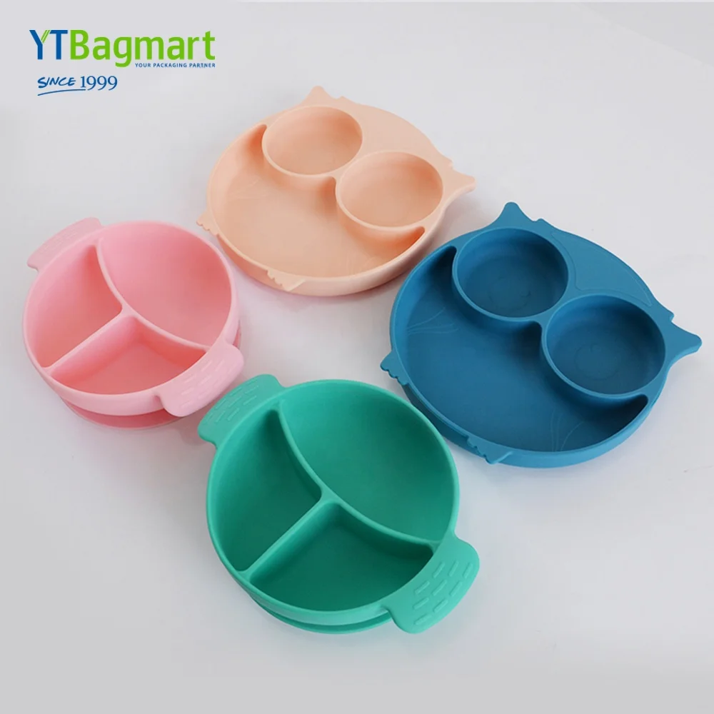 Изготовленный на заказ без добавления бисфенола А с антискользящим эффектом ужин кормления столовых Силиконовые пластины для детей с года до трех лет всасывающий коллектор разделитель пластины