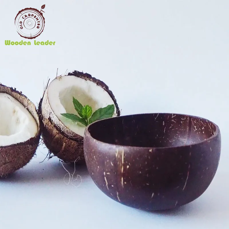 Free shipping natural coconut shell bowls eco friendly customized logo Coconut bowl with spoon