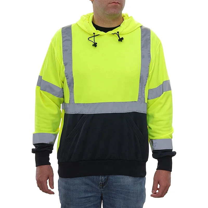 High Visibility Safety Reflective Hoodie Highly reflective long sleeve T-shirts Road construction traffic safety clothing