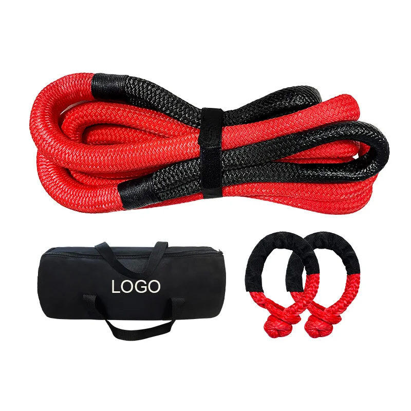 4x4 OffRoad tow strap Traction rope Braided Kinetic Recovery Kit Rope with Off-road Synthetic Soft Shackle adn uhmwpe winch rop