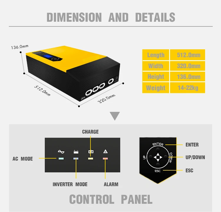 Хорошее качество Inversor Off-grid Hybrid 3000w Off Grid Solar Inverter 3 кВт 24 в пост. Тока с 50A PWM контроллером