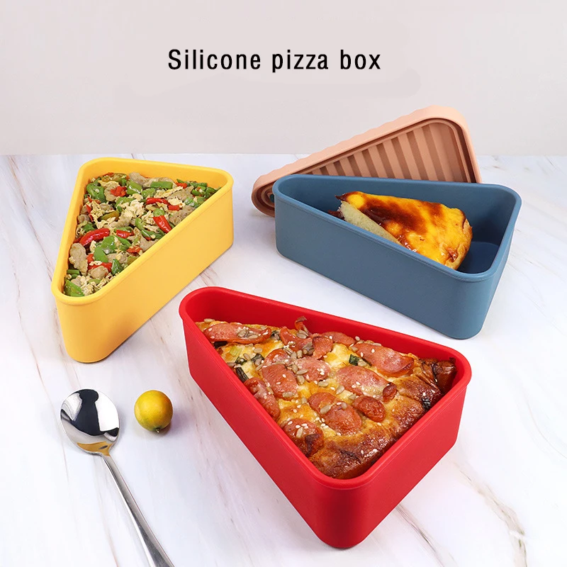 Food storage Pizza Storage box Silicone Reusable Pizza Container with 3 Microwavable Serving Trays