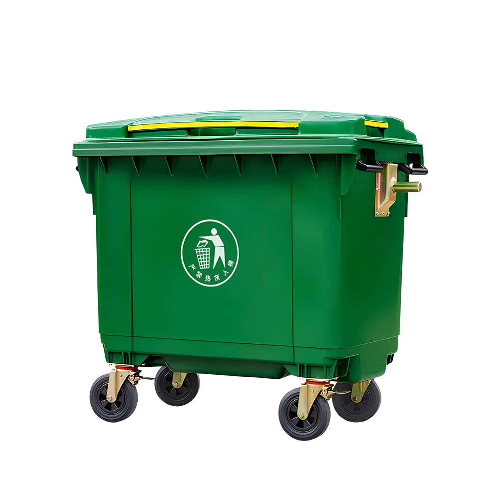 Outdoor 660L high density polyethylene plastic trash bin industrial 4 wheels trash bins 85 GAL plastic storage box bin