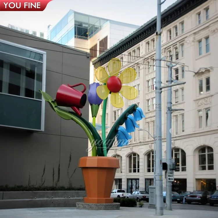 Outdoor City Plaza Stainless Steel Abstract Flower Bud Statue