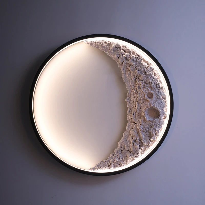 Modern Style Resin Moon Shape Wall Light Black Wall Sconce for Living Room Bedroom Reading Room Villa Outdoor or Indoor