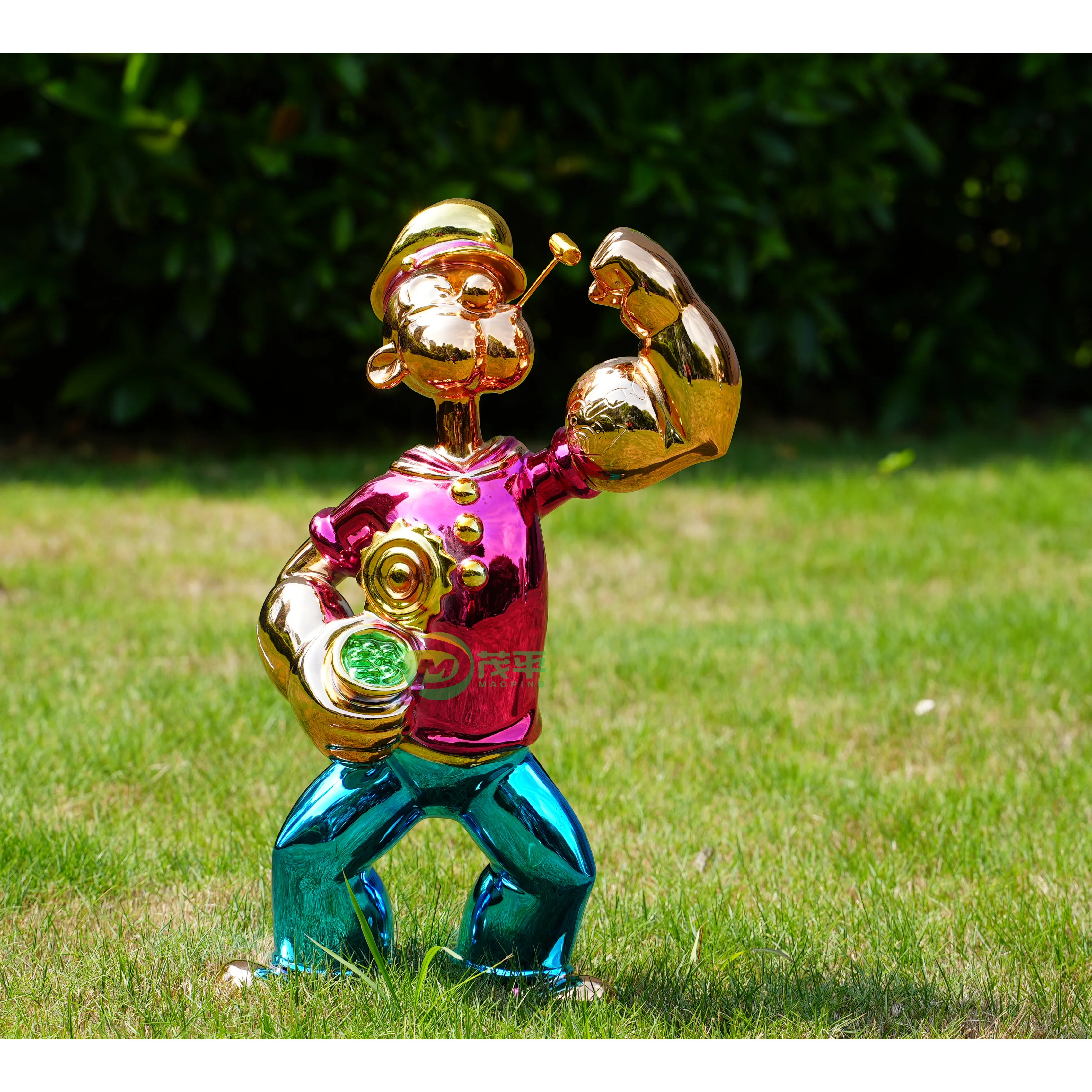 Customized Fiberglass Popeye Statue Home Sculpture Metal Art Sculpture Garden Decoration Resin Cartoon Sculpture
