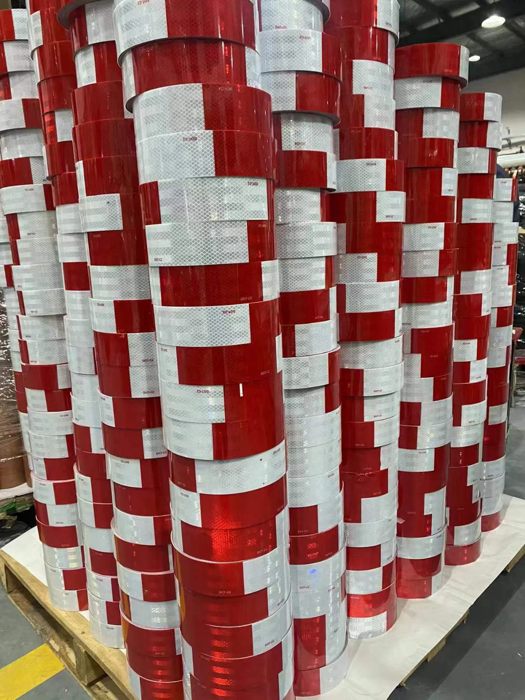 MANCAI 2 Inch X 200 Feet DOT-C2 Reflective Outdoor Safety Tape Red White Dot Reflective Tape for Vehicles, Trailer