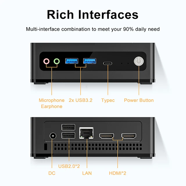 Factory Direct Small Desktop Computer Intel Core i5 i7 Dual Core Linux Win 10 Mini PC UPS Power Supply for Home Office Business