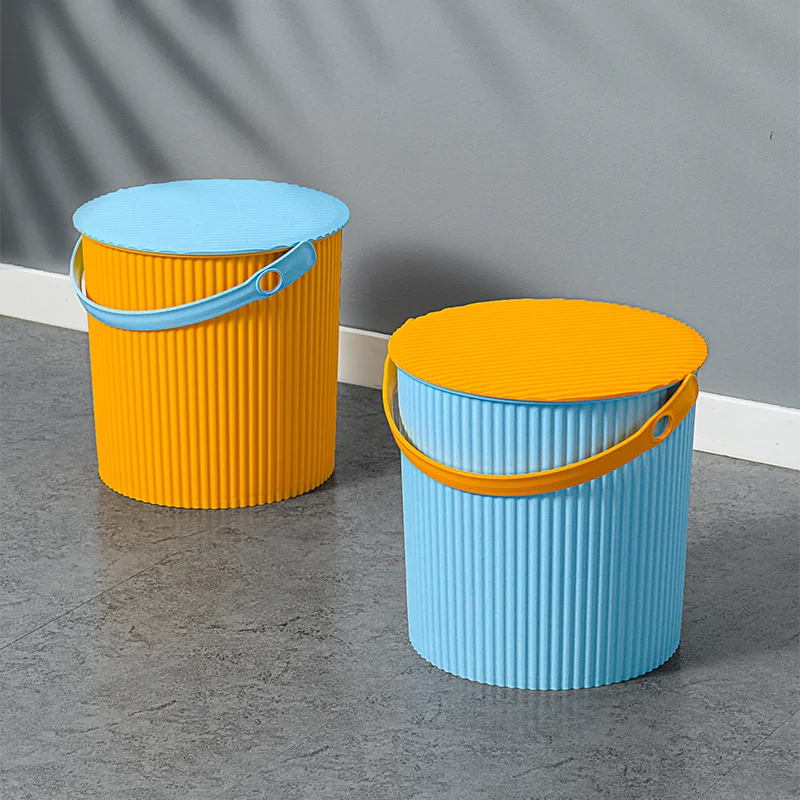 Home storage modern design plastic bucket round plastic small trash can wastebasket garbage container