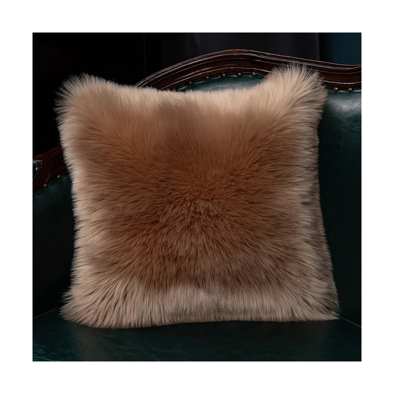Chinese manufacturers sell large amounts of fluffy thick long pile artificial fur plush fabric cushion pillow cover