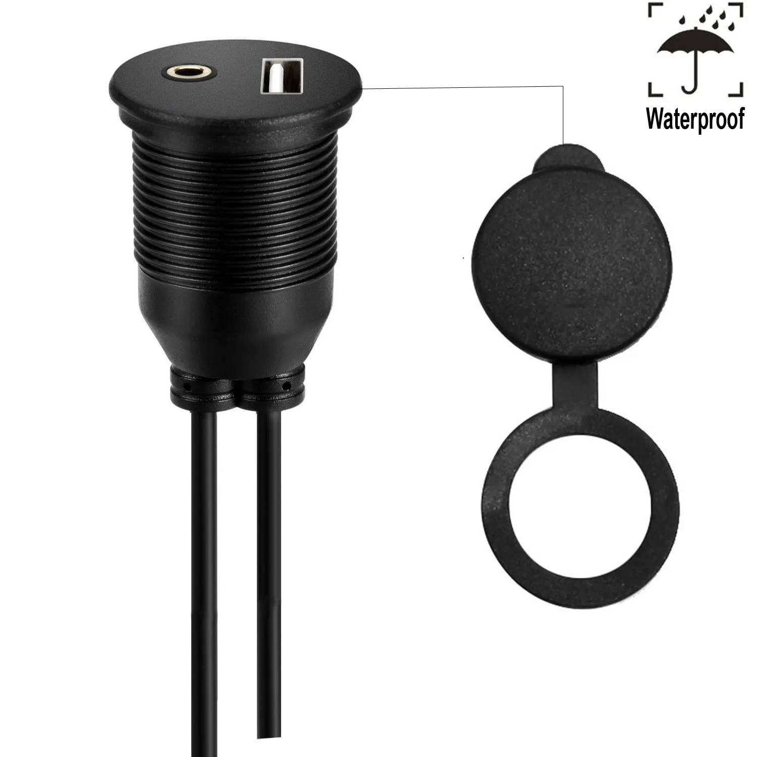 Wholesale Automotive Car Audio Cables USB 3.5mm AUX music input Socket Flush Mount Dashboard Cable for Car Marine Boat