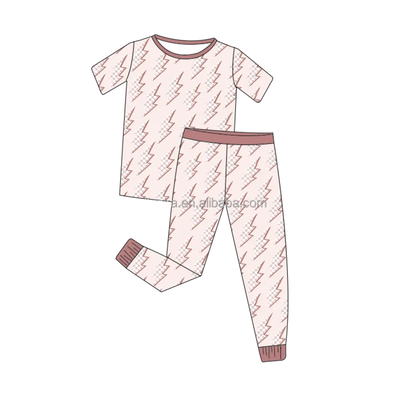 Custom 95% Bamboo Viscose 5% Spandex Digital Print Pajamas Set For Unisex Baby Toddler 2024
